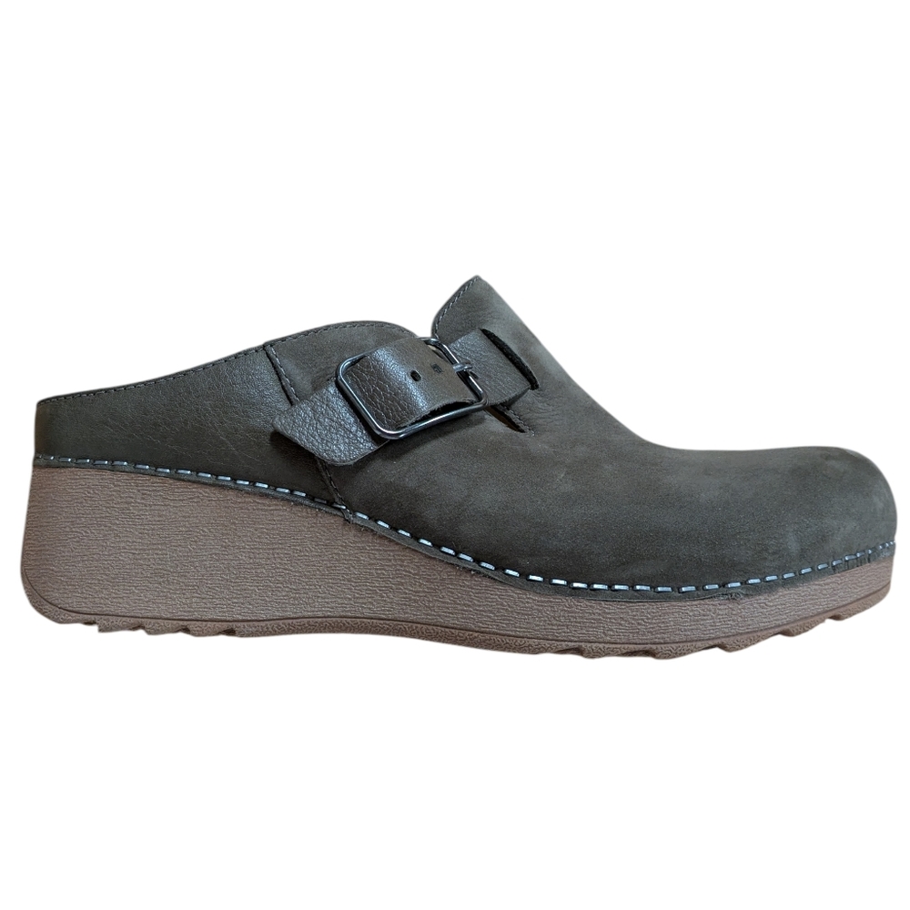 Dansko Caia Nubuck Leather Wedge Clog Olive Green Size 40 - Picture 6 of 13